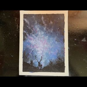 Northern lights deer painting by Ryanchristyarts